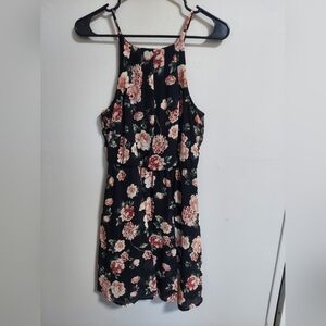 BLUE RAIN Black Floral Mini Dress S